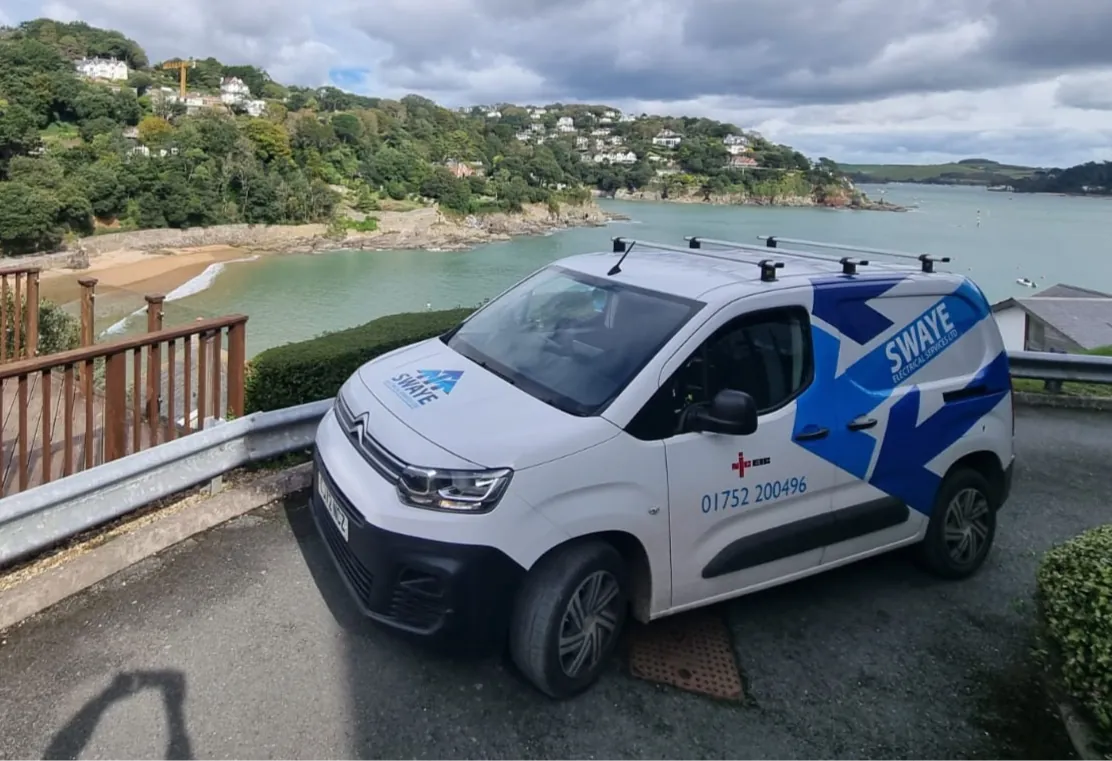 Swaye van parked above a South Devon estuary